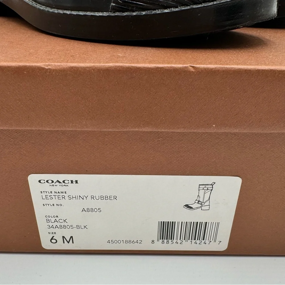 Coach - Lester Shiny Rubber Rain Boots - size 6 in box - Picture 9 of 9